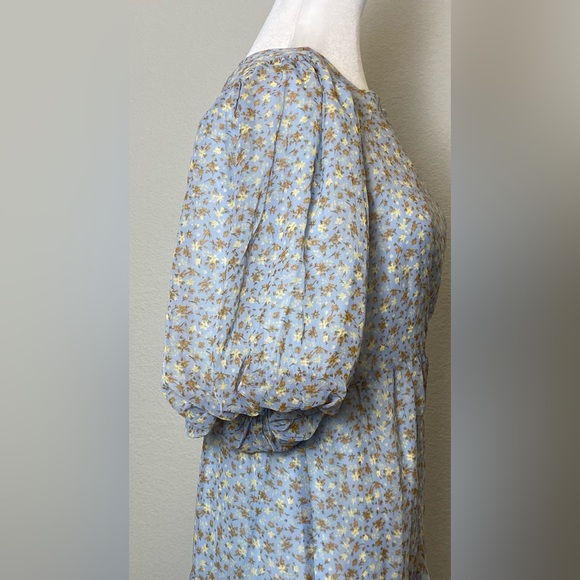 Hope Ave Women Floral Print Tiered Mid-Puff Sleeve Midi Dress - Picture 4 of 6